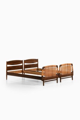 Bed Frames in Walnut and Cane, 1950s, Set of 2-SC-2039394