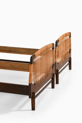 Bed Frames in Walnut and Cane, 1950s, Set of 2-SC-2039394