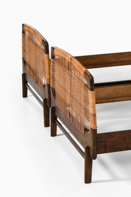 Bed Frames in Walnut and Cane, 1950s, Set of 2-SC-2039394