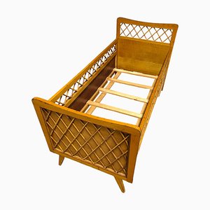 Bed in Oak and Rattan, 1950s-HLV-1797860