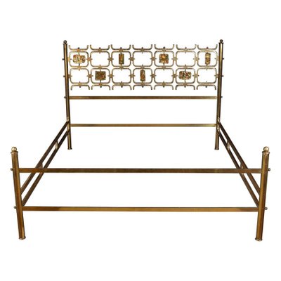 Bed with Brass Details by Arnaldo Pomodoro & Osvaldo Borsani, 1950s-MBH-1032652