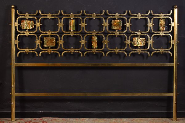 Bed with Brass Details by Arnaldo Pomodoro & Osvaldo Borsani, 1950s-MBH-1032652