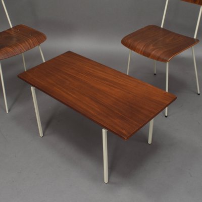 Bedroom Teak Chairs & Table from Auping, 1950s, Set of 3-TE-590052