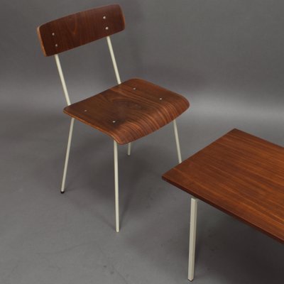 Bedroom Teak Chairs & Table from Auping, 1950s, Set of 3-TE-590052