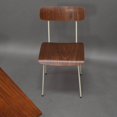 Bedroom Teak Chairs & Table from Auping, 1950s, Set of 3-TE-590052