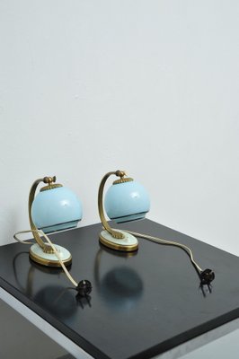 Bedside Lights with Blue Glass and Bronze Feet, Set of 2-ZE-1765976