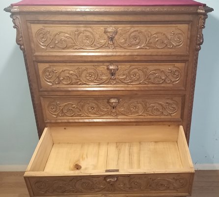 Bedside Tables and Chest of Drawers in Walnut, 19th Century, Set of 3-BZF-1787688