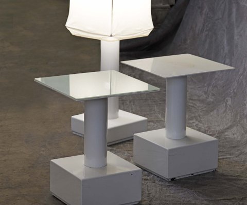 Bedside Tables and Floor Lamp by Ludwing Mies Van Der Rohe for Alivar, Set of 3-PTH-1327785