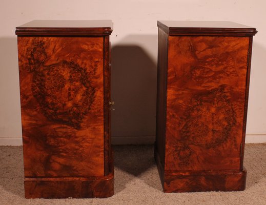 Bedside Tables in Burr Walnut, Set of 2-HPU-2042916