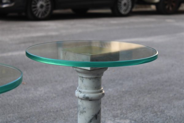 Bedside Tables in Carrara Marble, Brass and Glass, Italy, 1970, Set of 2-EH-1724154