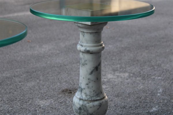 Bedside Tables in Carrara Marble, Brass and Glass, Italy, 1970, Set of 2-EH-1724154