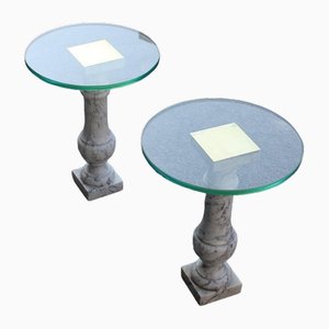 Bedside Tables in Carrara Marble, Brass and Glass, Italy, 1970, Set of 2-EH-1724154