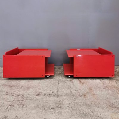 Bedside Tables in Rosso Lacqued Wood by Kazuhide Takahama, 1970s, Set of 2-PRS-1788248