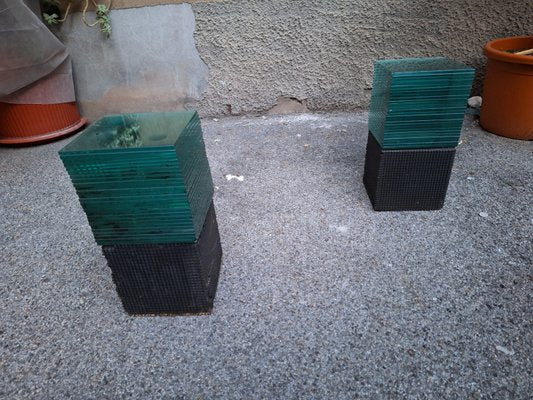 Bedside Tables in Urano Palma Stone and Glass, 1980s, Set of 2-OHK-2020731