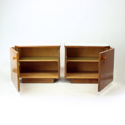 Bedside Tables in Walnut and White Glass, 1964, Set of 2-UL-1768280