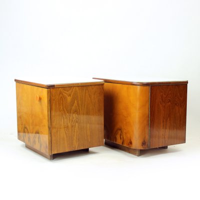 Bedside Tables in Walnut and White Glass, 1964, Set of 2-UL-1768280