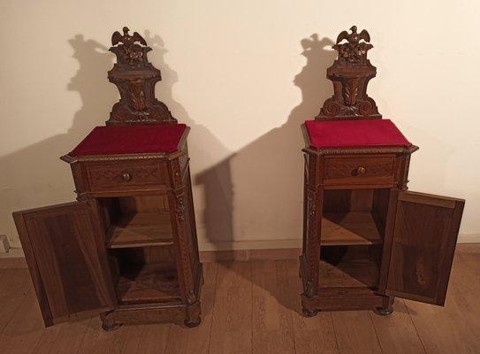 Bedside Tables in Walnut, Italy, 1890s, Set of 2-BZF-1787687