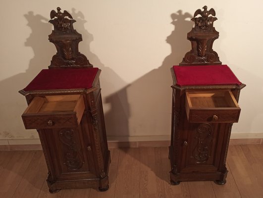 Bedside Tables in Walnut, Italy, 1890s, Set of 2-BZF-1787687