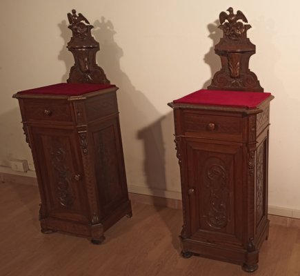 Bedside Tables in Walnut, Italy, 1890s, Set of 2-BZF-1787687