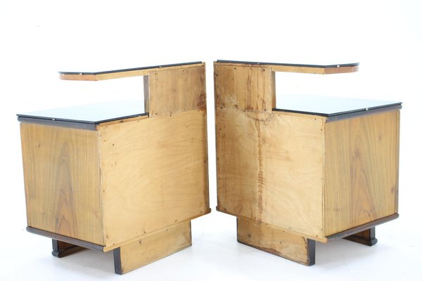 Bedside Tables in Walnut Veneer, Former Czechoslovakia, 1950s, Set of 2-TZ-1702328