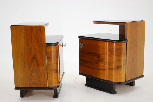 Bedside Tables in Walnut Veneer, Former Czechoslovakia, 1950s, Set of 2-TZ-1702328