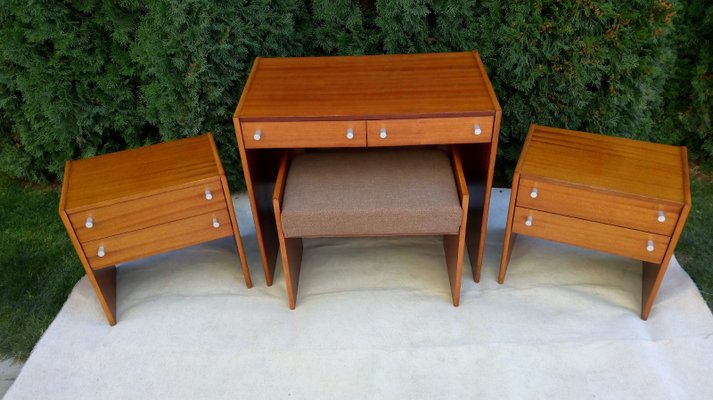 Bedside Tables, Stool and Dressing Table by Jindřich Halabala, 1970s, Set of 4-VIC-1426344