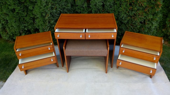 Bedside Tables, Stool and Dressing Table by Jindřich Halabala, 1970s, Set of 4-VIC-1426344