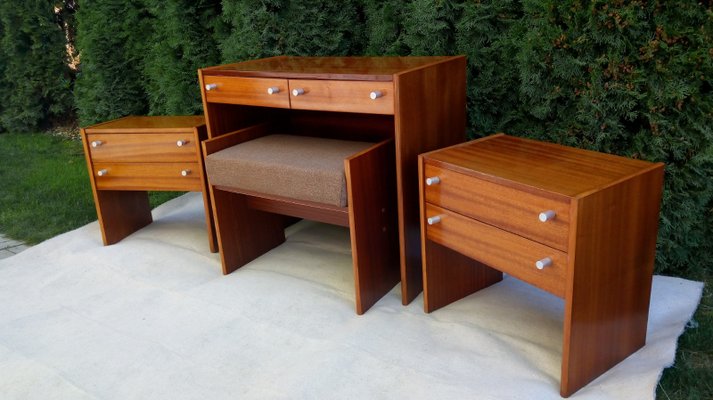 Bedside Tables, Stool and Dressing Table by Jindřich Halabala, 1970s, Set of 4-VIC-1426344