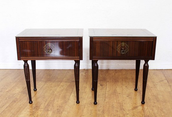 Bedside Tables with Macassar Ebony Veneer, Italy, 1970s, Set of 2-BQF-1807002