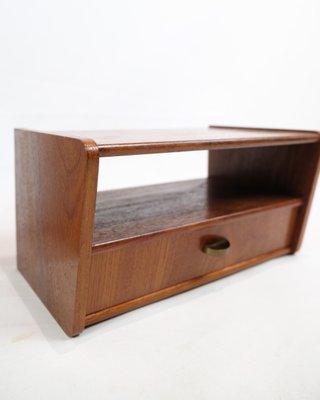 Bedside Tables with Shelf and Drawers in Brass and Teakwood, 1960s, Set of 2-UY-1813948