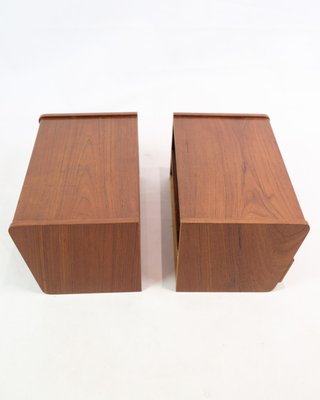 Bedside Tables with Shelf and Drawers in Brass and Teakwood, 1960s, Set of 2-UY-1813948