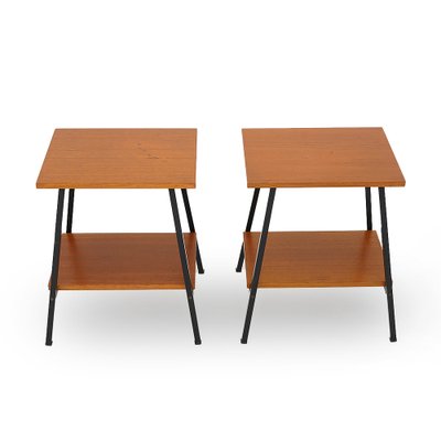 Bedside Tables with Wooden Tops, 1950s, Set of 2-EZ-1777064