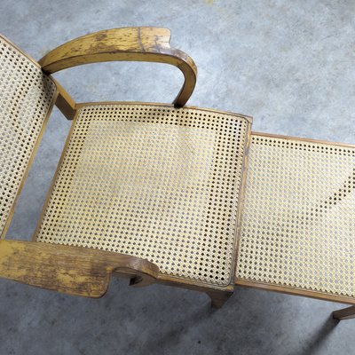 Beech and Rattan Sun Lounger, 1940s-TLV-1765064