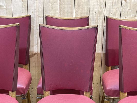 Beech and Skai Chairs, 1930s, Set of 6-QYF-1406254