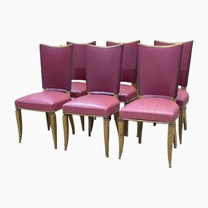 Beech and Skai Chairs, 1930s, Set of 6-QYF-1406254