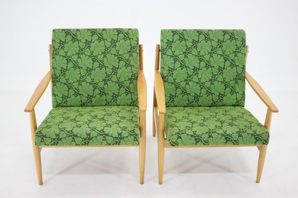 Beech Armchairs attributed to Ton, Czechoslovakia, 1960s, Set of 2-TZ-1431452