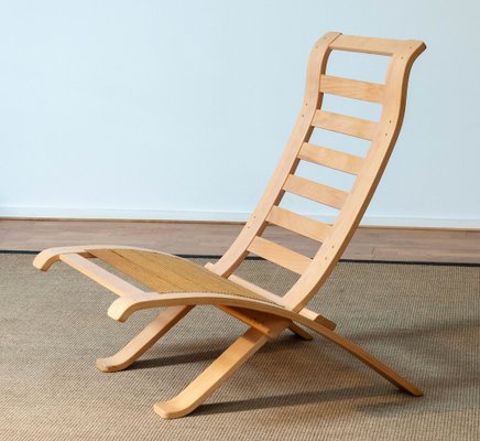 Beech Bentwood with Cognac Leather Folding Lounge Chair by Nelo for Nelo Möbel, Sweden, 1970s-JE-1345188