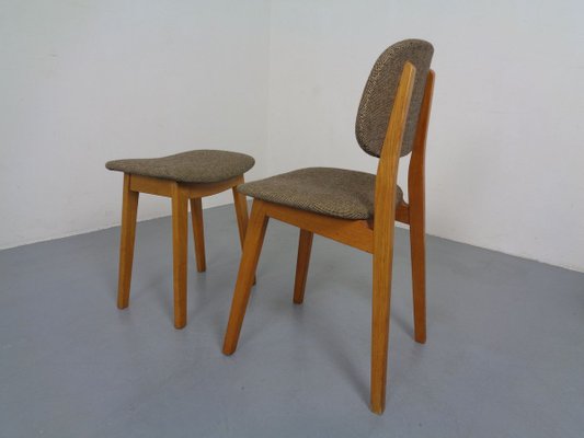 Beech Chair & Stool, 1960s, Set of 2-RDW-839616