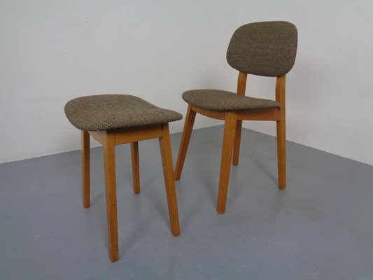 Beech Chair & Stool, 1960s, Set of 2-RDW-839616