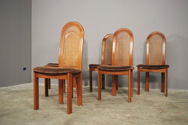 Beech Chairs with Vienna Straw Backrest & Fabric Seat, 1970s, Set of 6-KNM-1293253