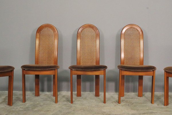 Beech Chairs with Vienna Straw Backrest & Fabric Seat, 1970s, Set of 6-KNM-1293253