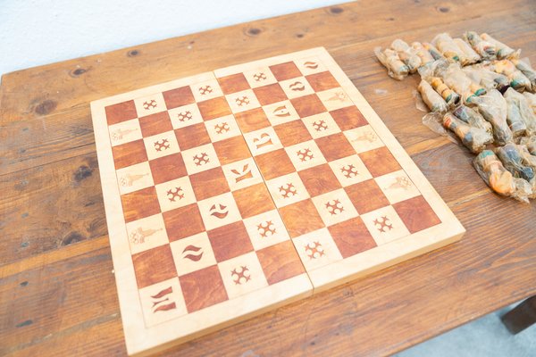 Beech Chessboard with Box, 1950-KNM-1763142