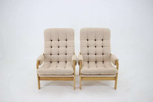 Beech High Back Armchairs, Czechoslovakia, 1970s, Set of 2-TZ-956600