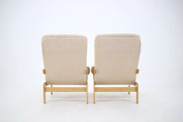 Beech High Back Armchairs, Czechoslovakia, 1970s, Set of 2-TZ-956600