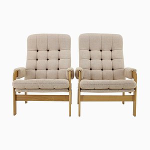 Beech High Back Armchairs, Czechoslovakia, 1970s, Set of 2-TZ-956600