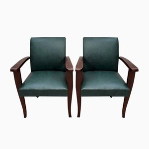 Beech Mahogany Bridge Armchairs, 1940s, Set of 2-RVK-683529