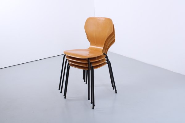 Beech Stacking Butterfly Chairs by Phoenix Denmark 1980s, Set of 4-XT-2020695