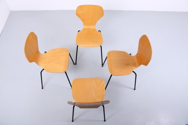 Beech Stacking Butterfly Chairs by Phoenix Denmark 1980s, Set of 4-XT-2020695