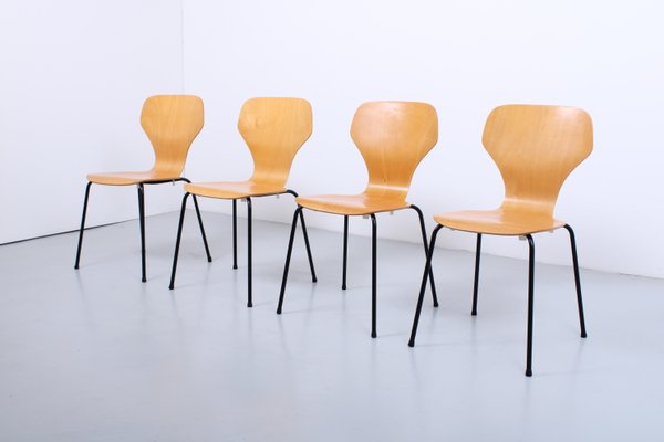 Beech Stacking Butterfly Chairs by Phoenix Denmark 1980s, Set of 4-XT-2020695