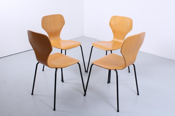 Beech Stacking Butterfly Chairs by Phoenix Denmark 1980s, Set of 4-XT-2020695